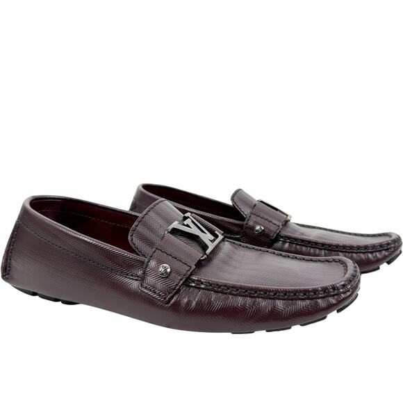 Louis Vuitton Monte Carlo Leather Drivers Loafers Burgundy Size 9 - Picture 1 of 11